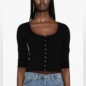 Reformation Matthew Women’s Cashmere Cardigan size M NWT Black w/Gold Buttons